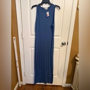 Blue Sleeveless Maxi Dress